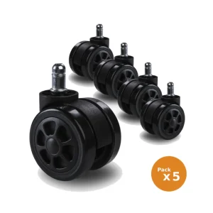 Pack 5 ruedas universal para silla de escritorio y gamer, 60mm