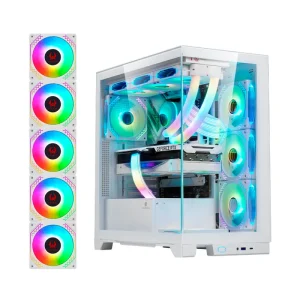 Gabinete Kronos Prisma Pro White RGB ATX, Vidrio Templado, USB 3.0, 5 FAN