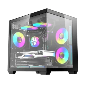 Gabinete Gamer KRONOS FLUX Vidrio Templado 3 Fan ARGB mATX BLACK